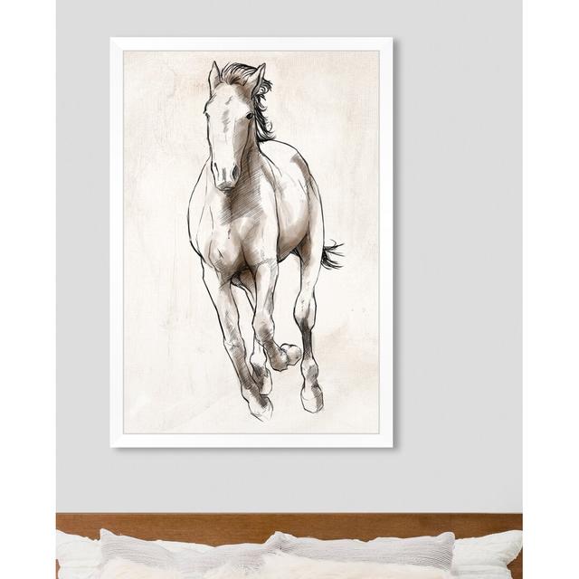 Horse Sketch II by Oliver Gal - Painting East Urban Home Size: 81.28cm H X 119.38cm W X 1.27cm D, Format: White Framed on Productcaster.