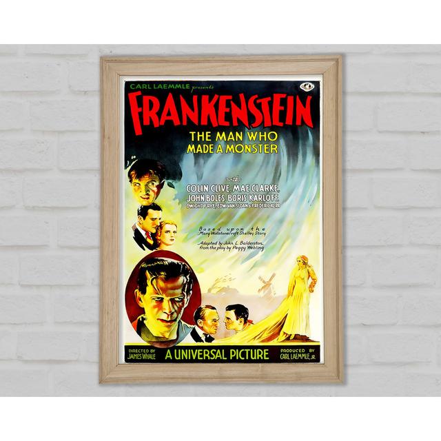 Frankenstein The Man Who Made A Monster Framed Print Happy Larry Size: 84.1cm H x 59.7cm W x 1.5cm D on Productcaster.