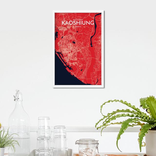 Kaoshiung City Map In Nautical - No Frame Print Borough Wharf Size: 17cm H x 11cm W x 0.05cm D on Productcaster.