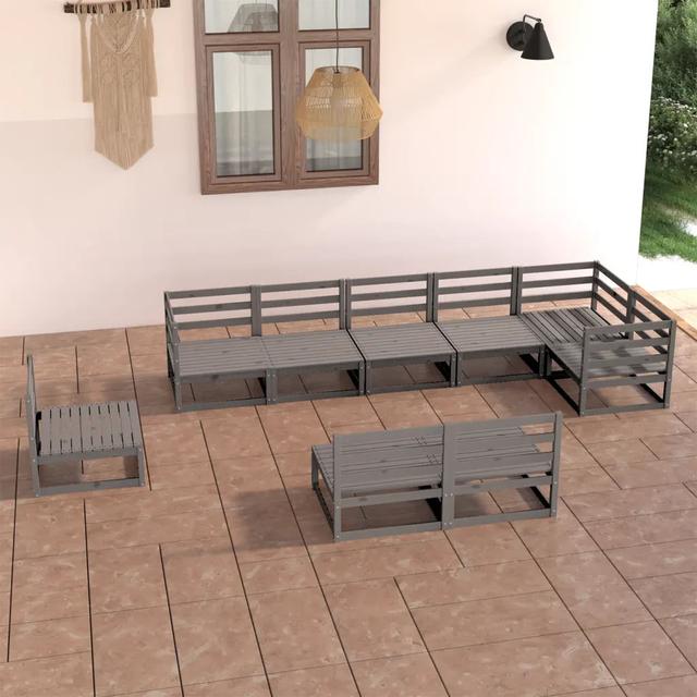 Dylane Solid Wood 9 - Person Seating Group Ebern Designs Colour: Grey on Productcaster.