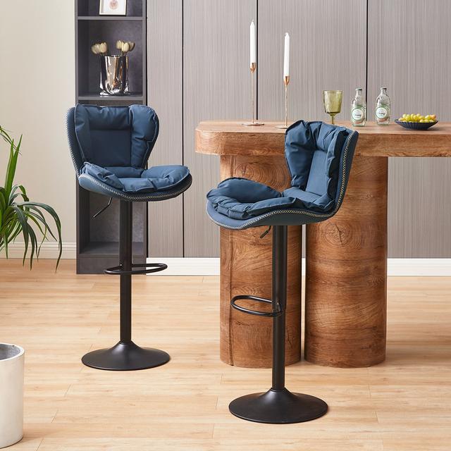 Butoves Stool (Set of 2) George Oliver Upholstery: Blue on Productcaster.