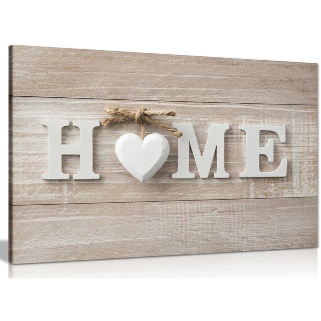 Home Wooden Sign Canvas Wall Art Picture Print Epic Canvas Ltd Size: 41cm H x 61cm W on Productcaster.