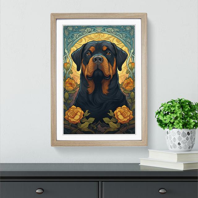 Rottweiler Nouveau Big Box Art Frame Colour: Oak , Size: 64cm H x 46cm W x 2cm D on Productcaster.