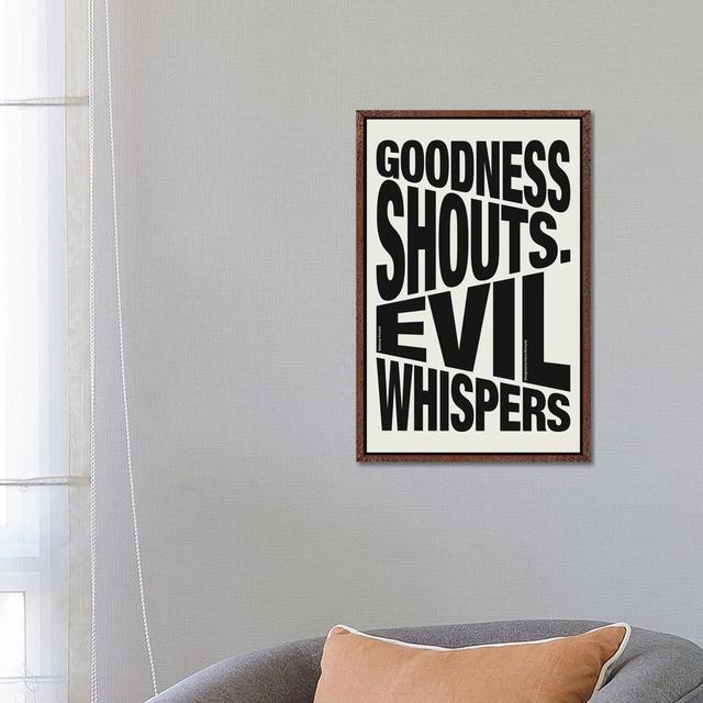 Goodness Shouts (White) Happy Larry Format: Classic Wood Floater Framed, Size: 66.04cm H x 45.72cm W on Productcaster.