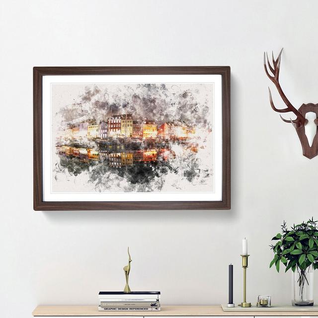 Nyhavn Canal in Denmark - Picture Frame Graphic Art Print East Urban Home Size: 62cm H x 87cm W x 2cm D, Frame Option: Walnut Framed on Productcaster.