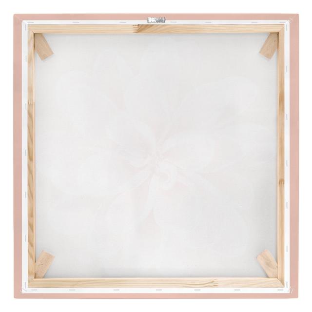 Dahlia Pink Pastel White Centered - Wrapped Canvas Graphic Art Ebern Designs Size: 70cm H x 70cm W, Format: 330g/m² recycled canvas on Productcaster.