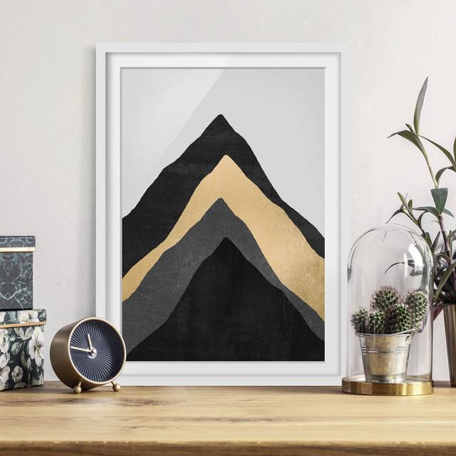 Golden Mountain Black White - Picture Frame Graphic Art Canora Grey Frame Option: White Framed, Size: 40cm H x 30cm W x 2cm D on Productcaster.