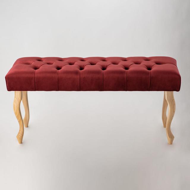 Upholstered Bench bench4home Size: H45 x W100 x D40cm, Upholstery Colour: Burgundy/Natural, Leg Colour: Natural on Productcaster.