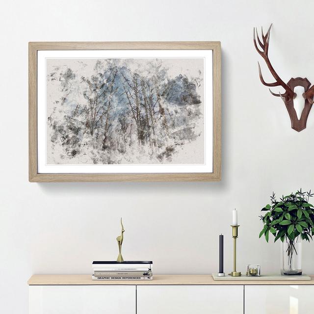 Bare Trees at Twilight Watercolour - Picture Frame Graphic Art Print East Urban Home Size: 36cm H x 48cm W x 2cm D, Frame Option: Oak Framed on Productcaster.