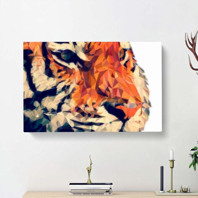 Geometric Tiger In Abstract - Wrapped Canvas Painting East Urban Home Size: 35cm H x 50cm W x 3cm D on Productcaster.