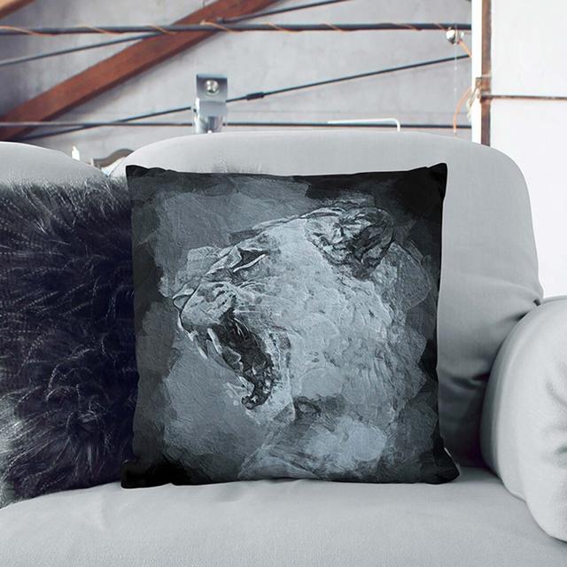 Fierce Lioness in Abstract Cushion with Filling East Urban Home Size: 55cm H x 55cm W x 20cm D, Backing Colour: Black on Productcaster.