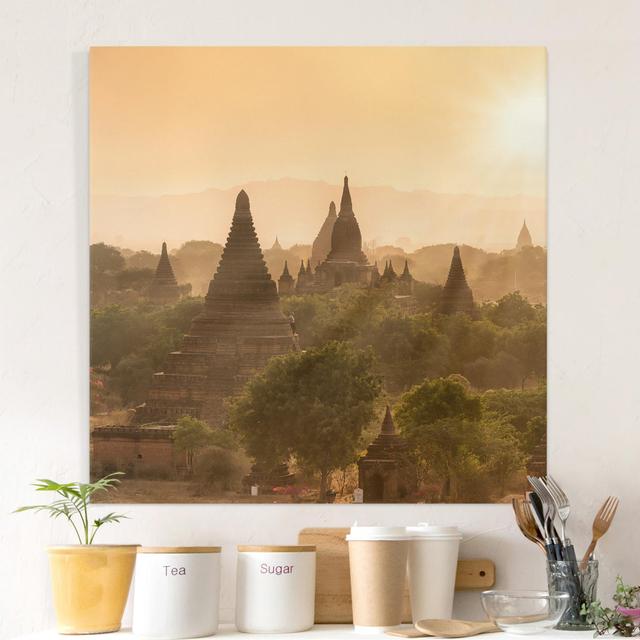 Leinwandbild Sonnenuntergang über Bagan BohoLiving Größe: 120 cm H x 120 cm B, Format: 330g/m³ Recycle Canvas on Productcaster.