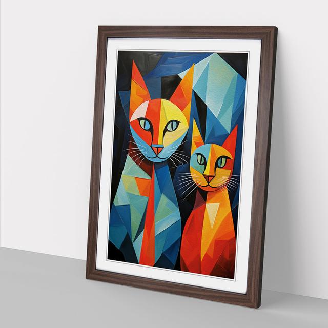 Egyptian Cat Cubism No.2 - Print Marlow Home Co. Format: Walnut, Size: 46" H x 34" W x 2" D on Productcaster.