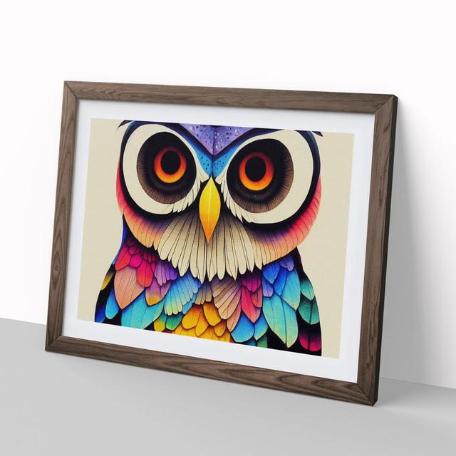 Colourful Owl Vol.2 - Picture Frame Painting Alpen Home Frame Colour: Walnut Framed, Size: 25cm H x 34cm W x 2cm D on Productcaster.