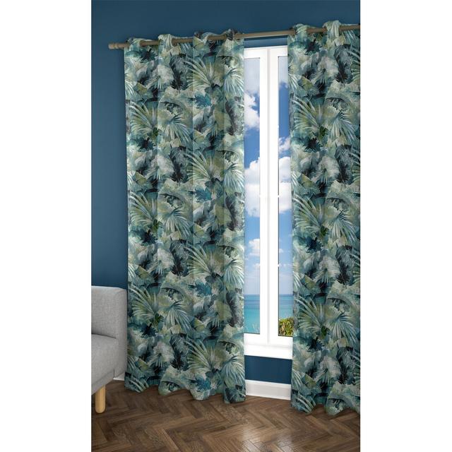 Kylen Eyelet Room Darkening Curtains (Set of 2) Scatter Box Panel Size: 132 W x 90 D cm, Colour: Teal/Green on Productcaster.