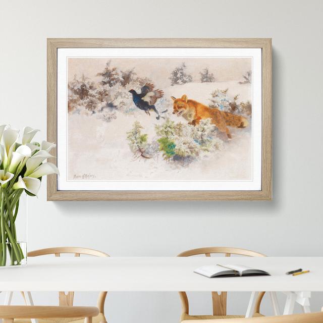 Fox Chasing Bird by Bruno Liljefors - Picture Frame Painting East Urban Home Size: 36cm H x 48cm W x 2cm D, Frame Option: Oak Framed on Productcaster.