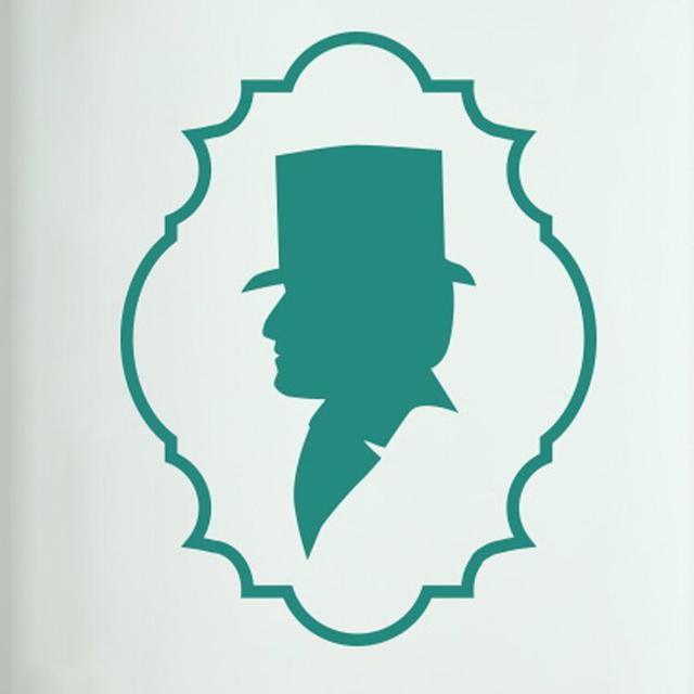 Gentleman Top Hat Side Profile Door Room Wall Sticker Maturi Colour: Aqua Green on Productcaster.