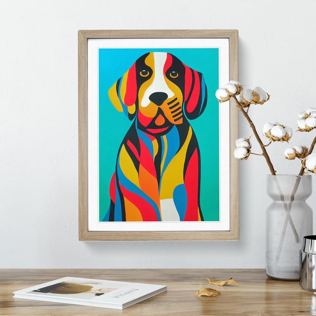 Colourful Dog No.1 - Print Marlow Home Co. Size: 48cm H x 36cm W, Format: Oak Framed, Matte Colour: White on Productcaster.