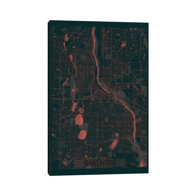 Minneapolis Infrared Urban Blueprint Map by Hubert Roguski - Wrapped Canvas Painting Borough Wharf Size: 101.6cm H x 66cm W x 1.9cm D on Productcaster.