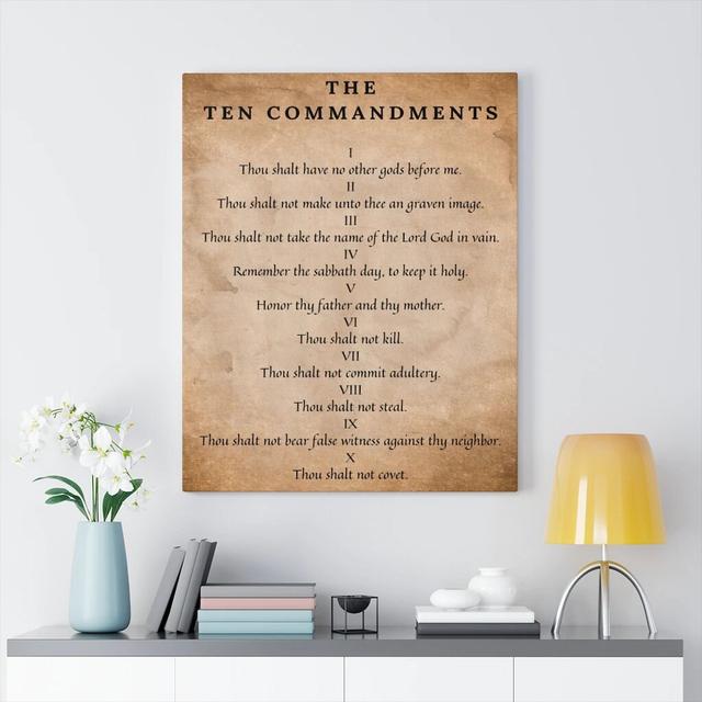 10 Commandments - Wrapped Canvas Print Blue Elephant Size: 76cm H x 61cm W on Productcaster.