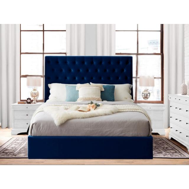 Jani Upholstered Bed Mercer41 Size: Super King (6'), Colour: Parliament on Productcaster.