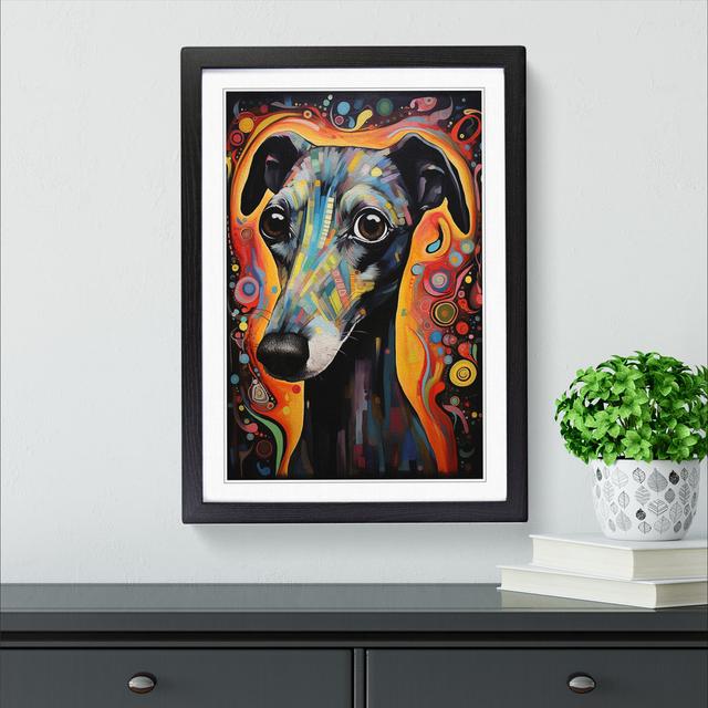 XYZ-FRM-V1223-1682 Whippet Symbolism - Single Picture Frame Print on Wood Big Box Art Size: 34cm H x 25cm W x 2cm D, Frame Colour: Black on Productcaster.