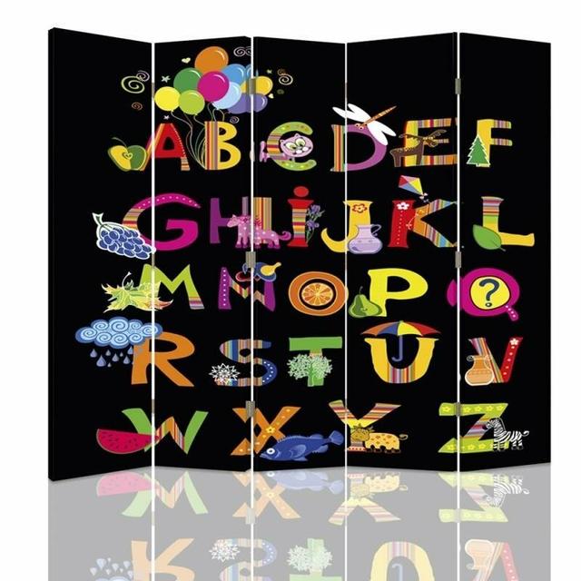 360° Rotatable Canvas Alphabet 5 Panel Room Divider Zoomie Kids on Productcaster.