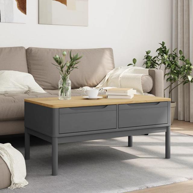 Patrika Solid Wood Four Leg Coffee Table with Storage 17 Stories Table Base Colour: Grey on Productcaster.