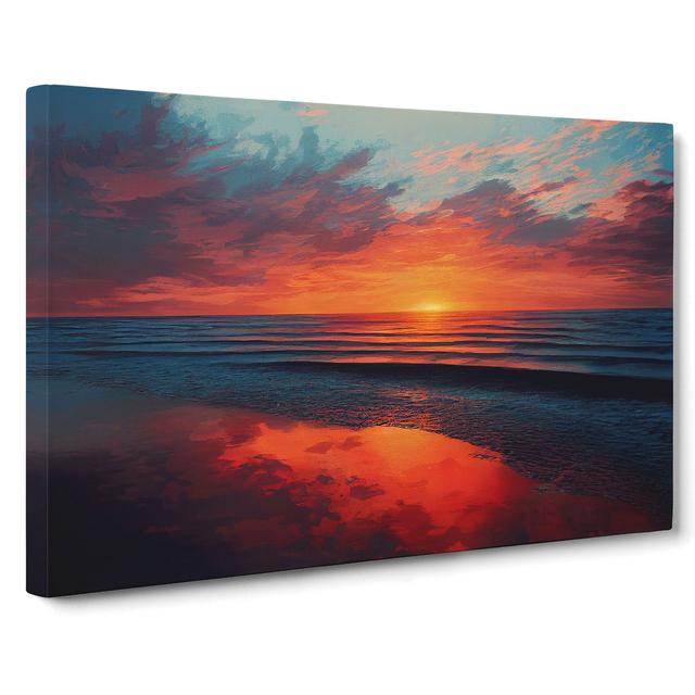 Enlightening Ocean Sunset House of Hampton Size: 35cm H x 50cm W x 3cm D on Productcaster.