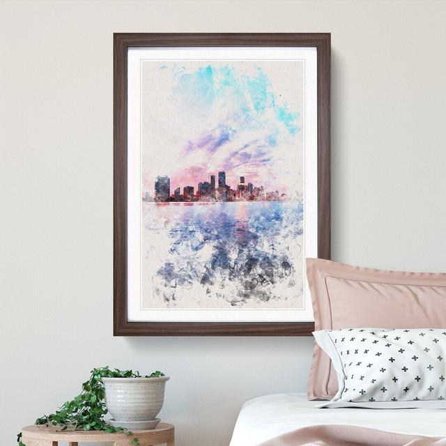 Miami Florida Skyline - Picture Frame Painting Print East Urban Home Frame Option: Walnut Framed, Size: 87cm H x 62cm W x 2cm D on Productcaster.