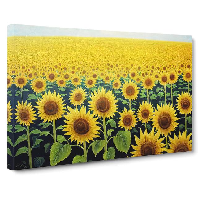 Soulful Sunflower Field - Wrapped Canvas Painting Brambly Cottage Size: 40cm H x 60cm W x 3cm D on Productcaster.