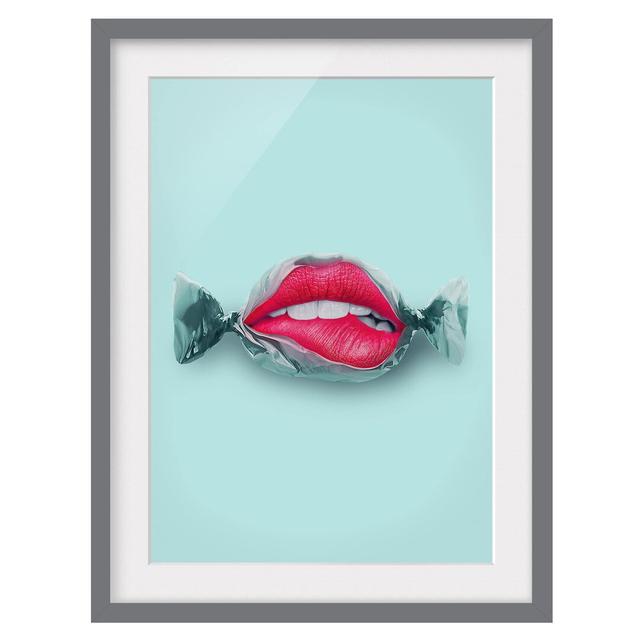 Candy with Lips - Picture Frame Graphic Art Canora Grey Size: 40cm H x 30cm W x 2cm D, Frame Option: Grey Framed on Productcaster.