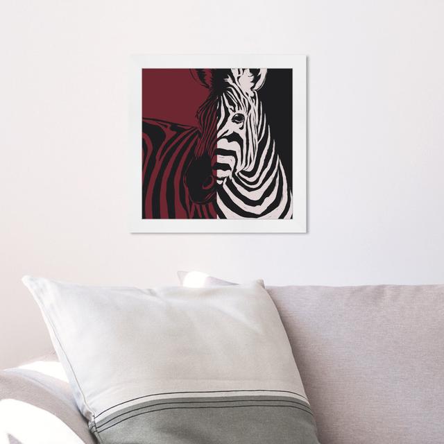 Realistic Zebra Two Tone Contrast - Wrapped Canvas Print Oliver Gal Format: White Framed, Size: 30.48cm H x 30.48cm W on Productcaster.