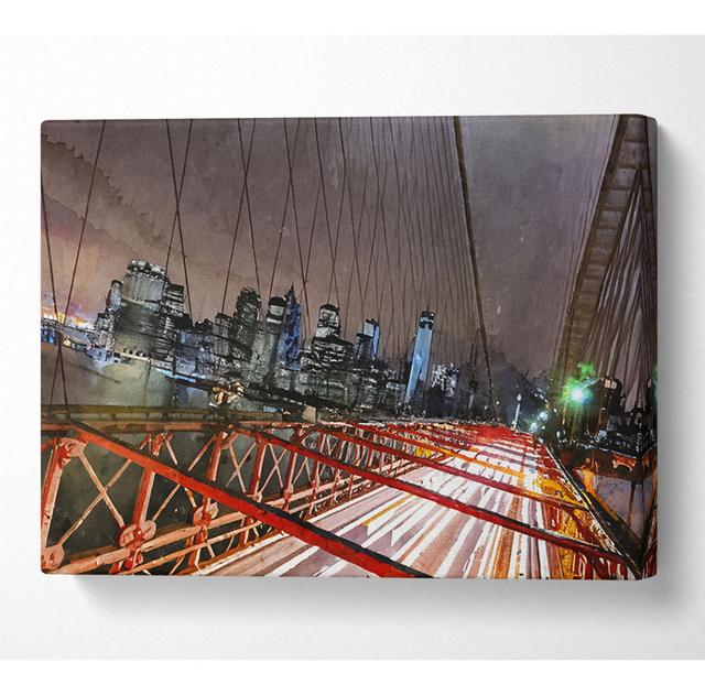 Brooklyn Bridge Speed Of Light - Kunstdrucke auf Leinwand - Wrapped Canvas ClassicLiving Größe: 101,6 cm H x 142,2 cm B x 10 cm T on Productcaster.