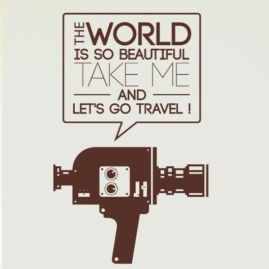 World Beautiful Take Me and Travel Camcorder Wall Sticker East Urban Home Colour: Aqua Green on Productcaster.