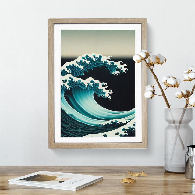 Crashing Japanese Wave - Picture Frame Graphic Art ClassicLiving Size: 46cm H x 34cm W x 2cm D, Frame Colour: Oak on Productcaster.