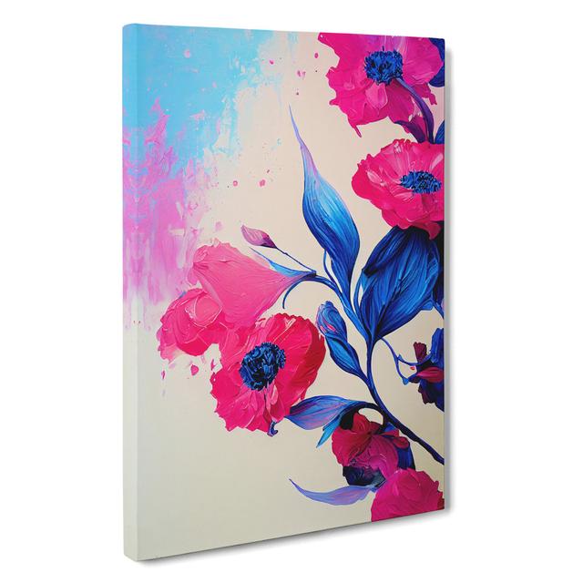 Paint Splat Flowers No.3 Abstract - Wrapped Canvas Print Marlow Home Co. Size: 50cm H x 35cm W x 3cm D on Productcaster.