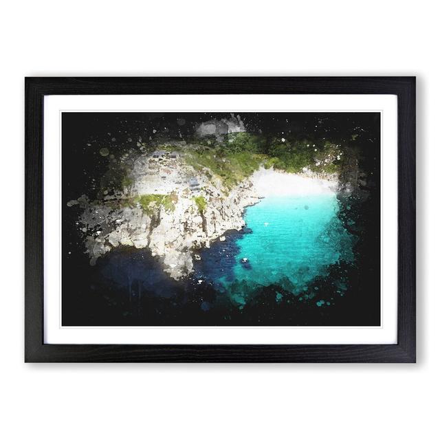 Porthcurno Beach in Cornwall - Picture Frame Graphic Art East Urban Home Size: 27cm H x 36cm W x 2cm D, Frame Option: Black Framed on Productcaster.