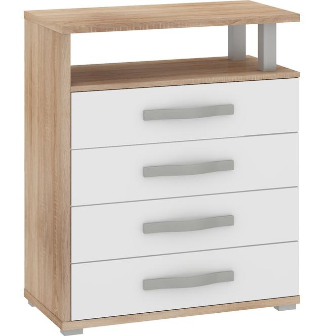 Friedman 4 Drawer 80Cm W Chest of Drawers Latitude Run Colour: Bright sonoma/White gloss on Productcaster.