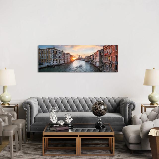 Grand Canal Panorama In Venice, Italy by - Wrapped Canvas Panoramic Longshore Tides Size: 30.48cm H x 91.44cm W x 1.905cm D on Productcaster.