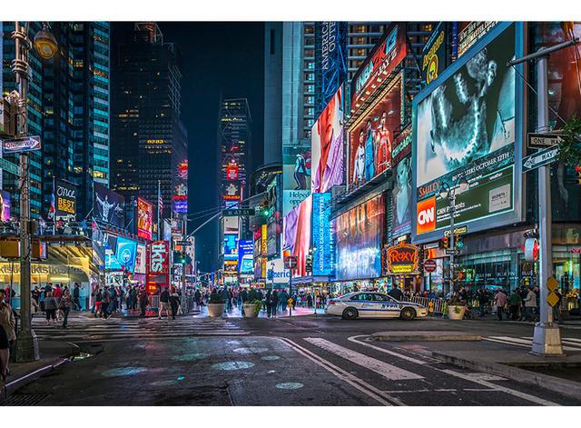 Time Square - Print on Plastic / Acrylic Ebern Designs Format: Black Frame, Size: 80cm H x 120cm W x 10cm D on Productcaster.