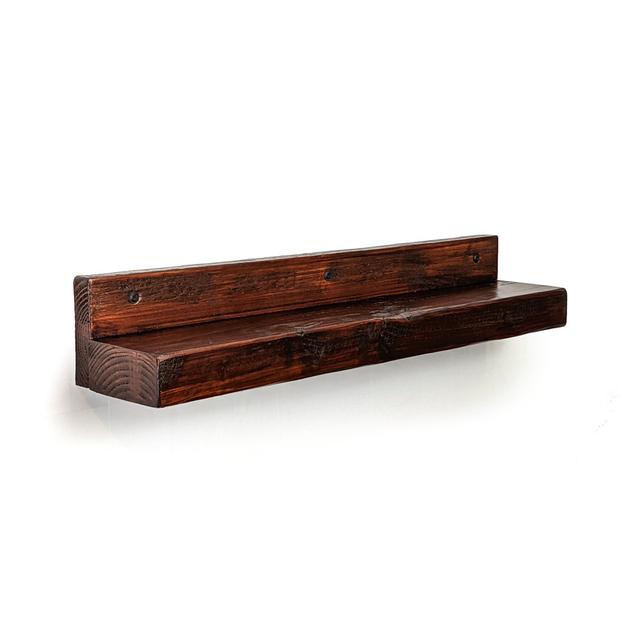 Handmade Wooden Shelf With Backboard 125Mm Walnut Union Rustic Size: 24cm H x 100cm W x 22cm D on Productcaster.