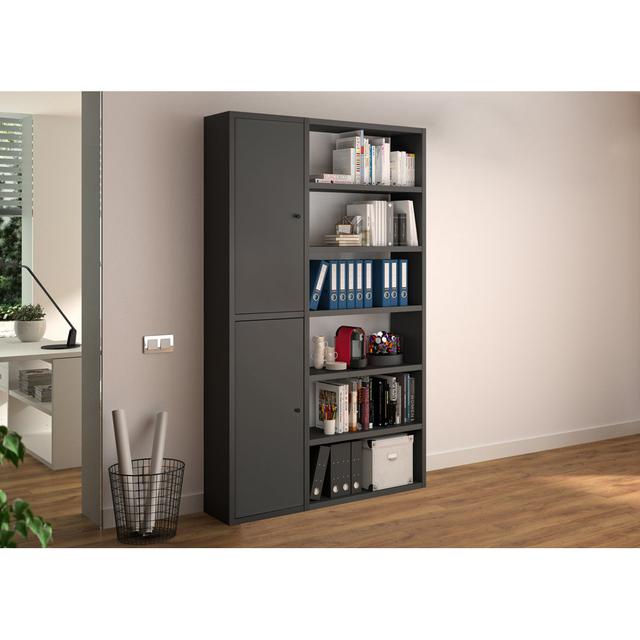 6 shelves/22 high/2 doors/140cmB office cabinet FIF Moebel Colour: Gray Matt on Productcaster.