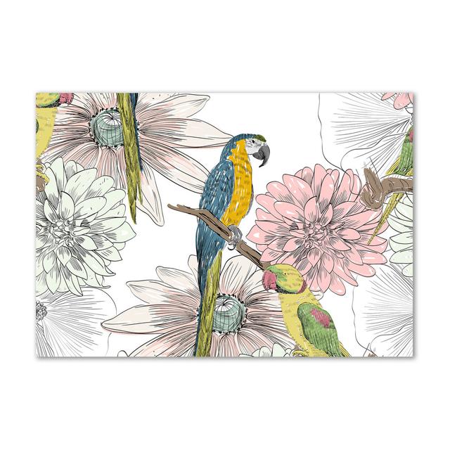 Papageien und Blumen - Kunstdrucke auf Leinwand - Wrapped Canvas Sansibar Home on Productcaster.