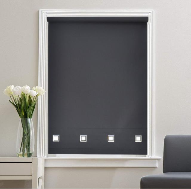 Sheer Roller Blind 17 Stories Size: 210 cm L x 165 cm W, Finish: Black on Productcaster.