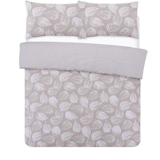 NightComfort Leaves Print Beige Cotton Rich Duvet Cover Set with Pillowcase NightComfort Size: Single - 1 Standard Pillowcase on Productcaster.