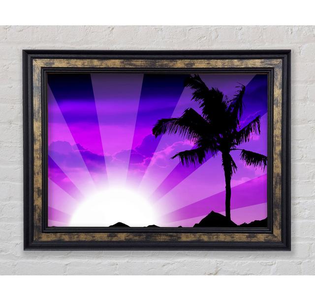 Purple Palmtree Sunrays Framed Print Bright Star Size: 42cm H x 59.7cm W on Productcaster.