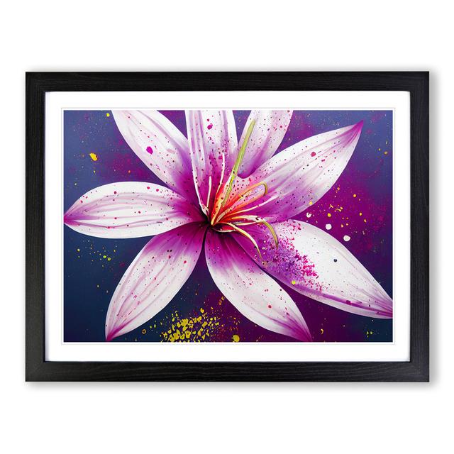 Lily Flower Splash Vol.3 Abstract - Picture Frame Graphic Art Marlow Home Co. Size: 34cm H x 46cm W, Frame Colour: Black on Productcaster.