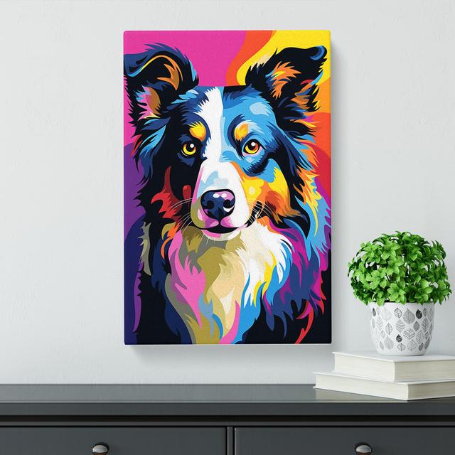 Border Collie Pop - No Frame Art Prints Marlow Home Co. Size: 60cm H x 40cm W x 3cm D on Productcaster.