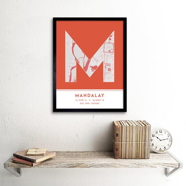 Mandalay City Map Mandalay Orange by Wee Blue Coo - Single Picture Frame Typography Wee Blue Coo on Productcaster.